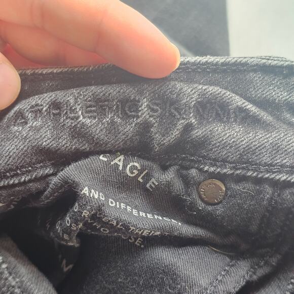 American Eagle Jeans Mens Tag 29x32 Act 29x29 Black Athletic Skinny Airflex Plus - Picture 12 of 13